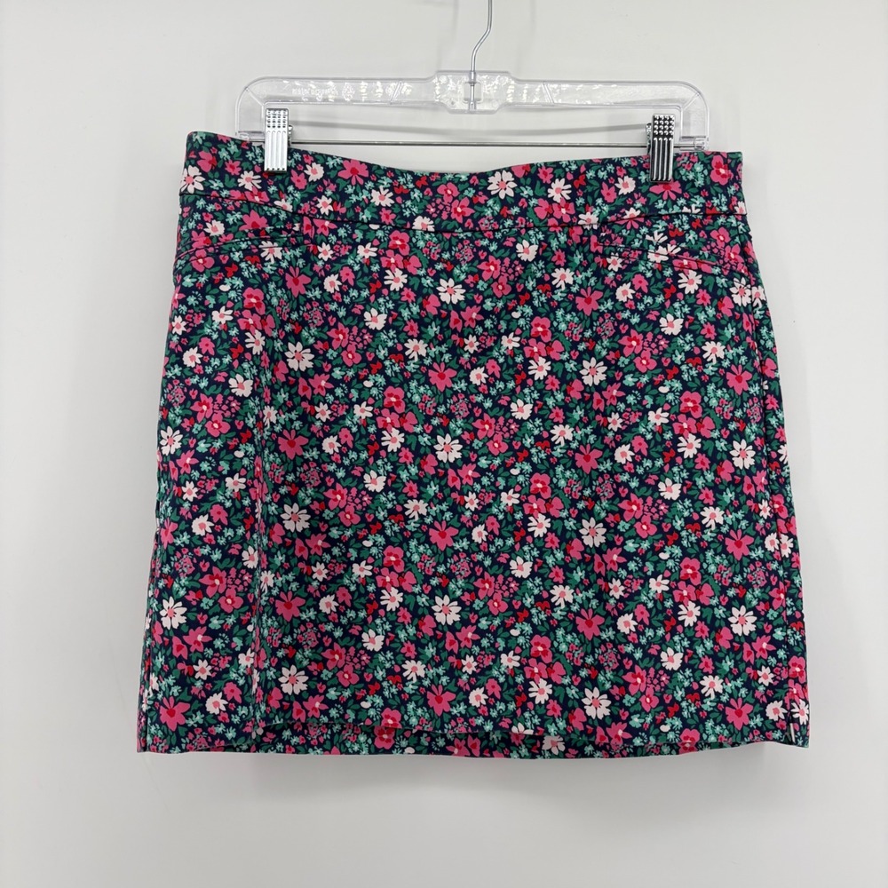 Croft & Barrow Floral Skort Navy Pink Womens 10 Regular Effortless Stretch
